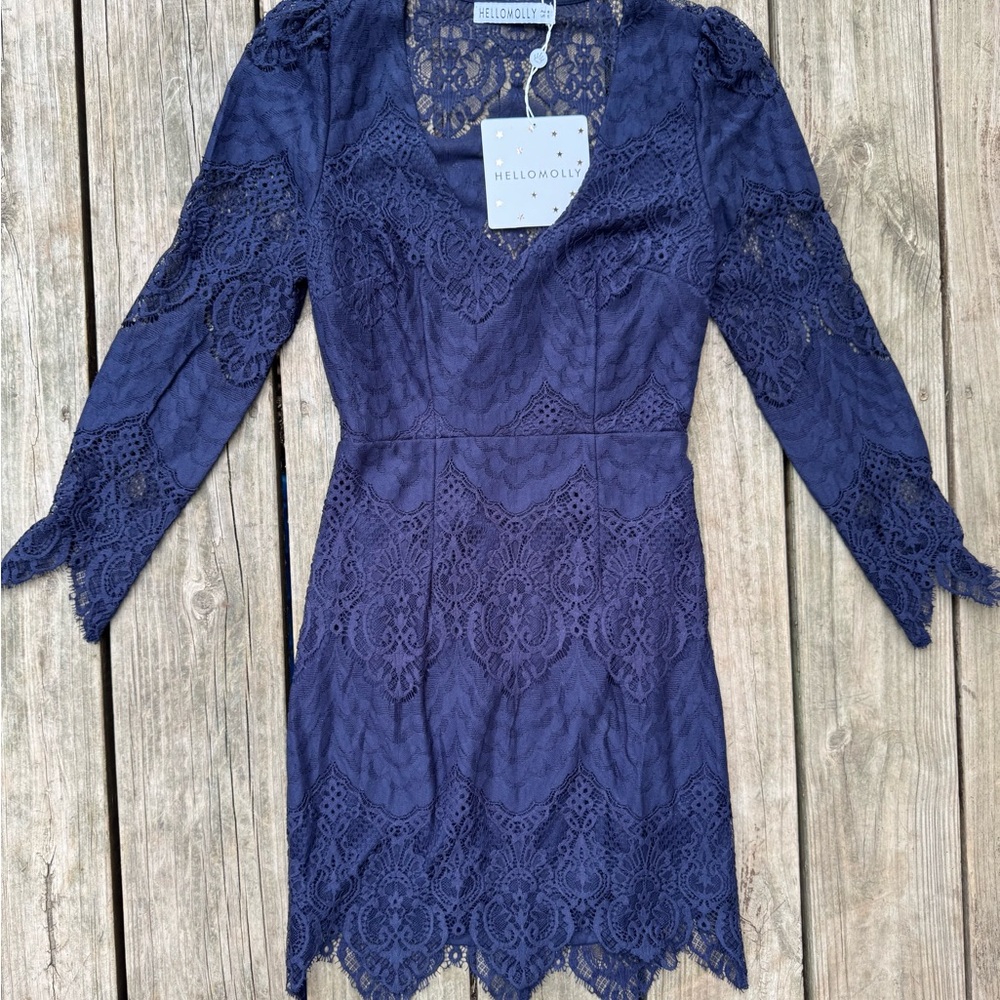 NWT Hello Molly Navy Blue Lace Dress - Open Back - Size US S/ AU 8